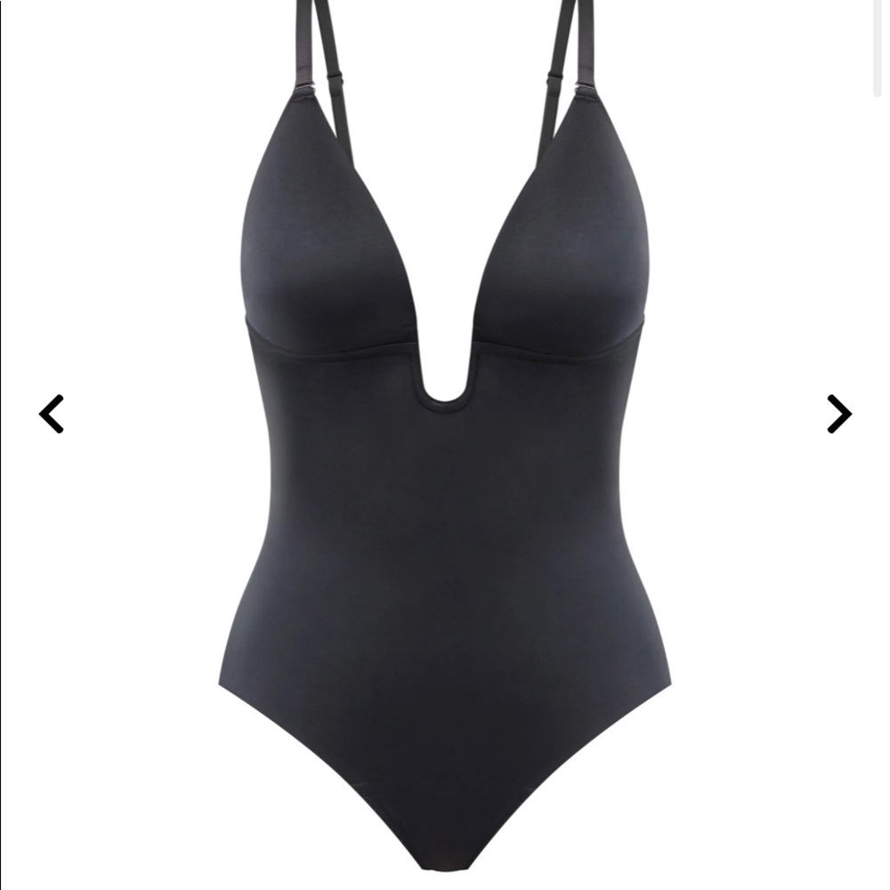 NEW Spanx Suit Your Fancy very black plunge low-back thong bodysuit size XL